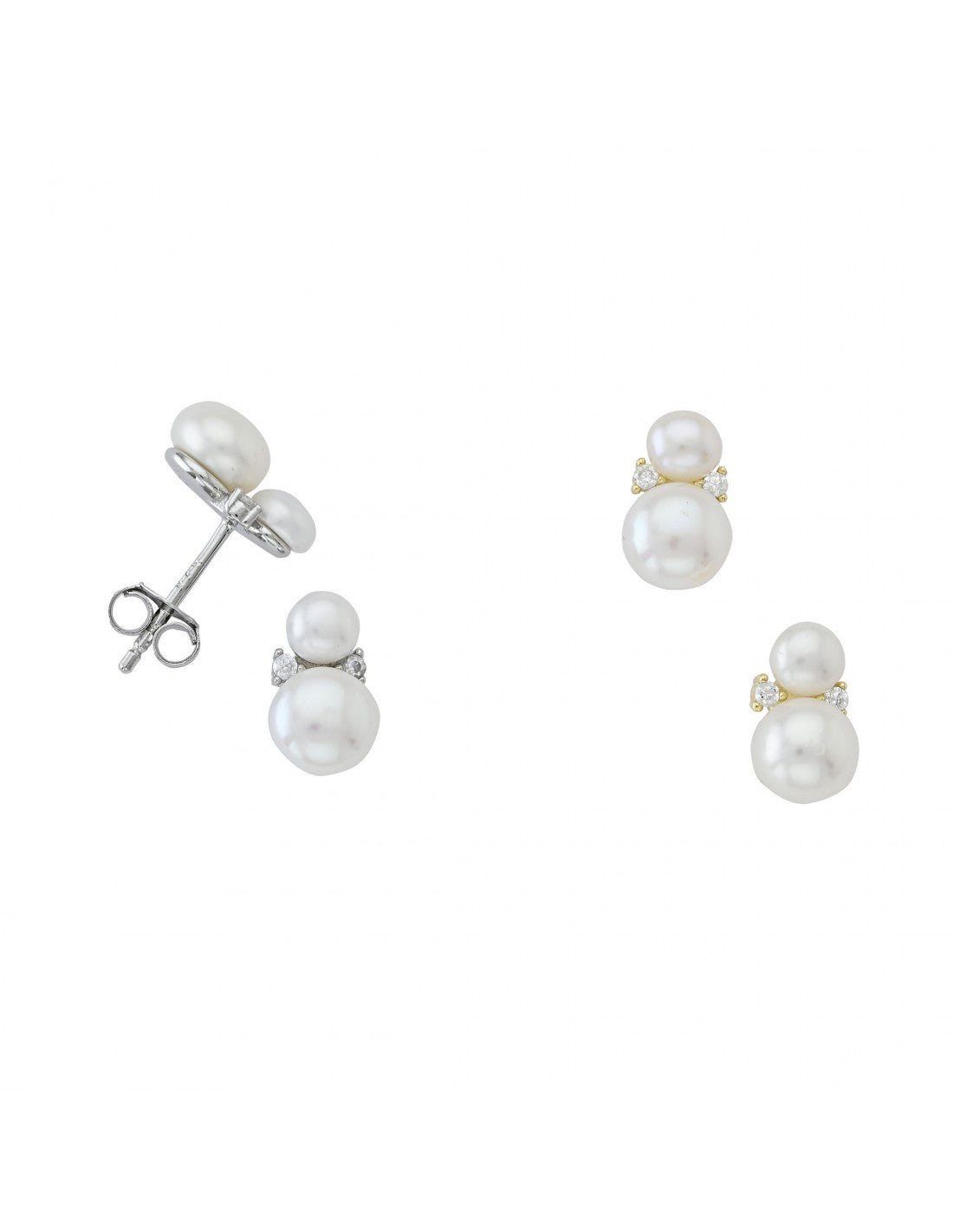 Pearl Tiny Zircons Studs Earrings