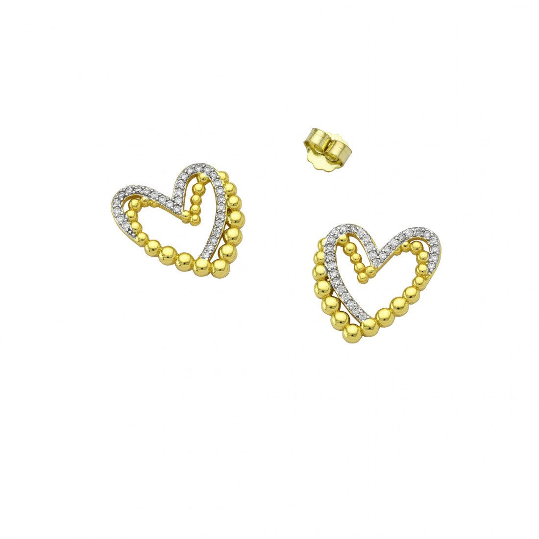 Double Open Heart Studs Earrings