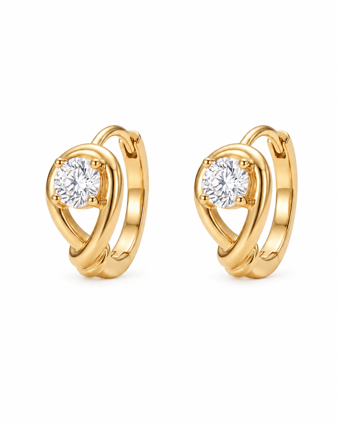 Solitaire Teardrop Hoops Earrings
