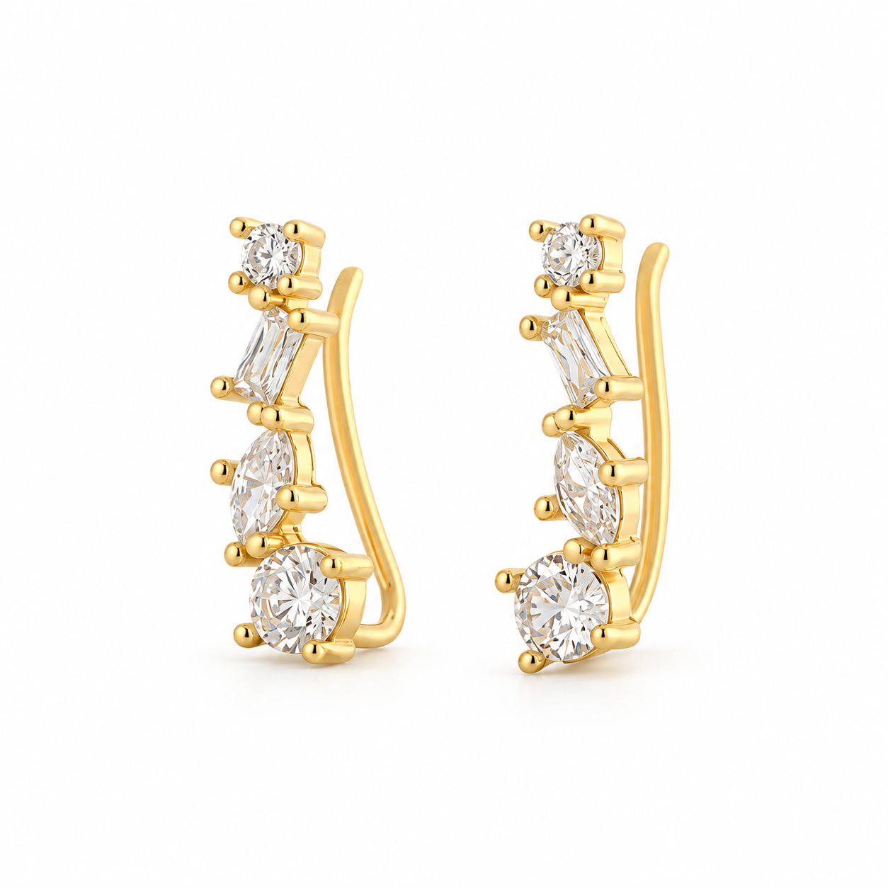 Mixed Cut Climber Earrings