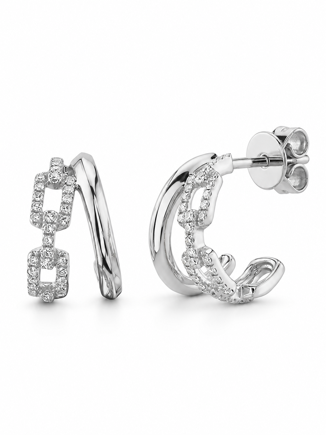 Pavé Link Hoops Earrings