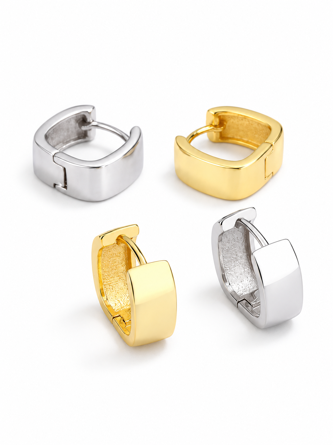 Smooth Rectangle Huggies Earrings