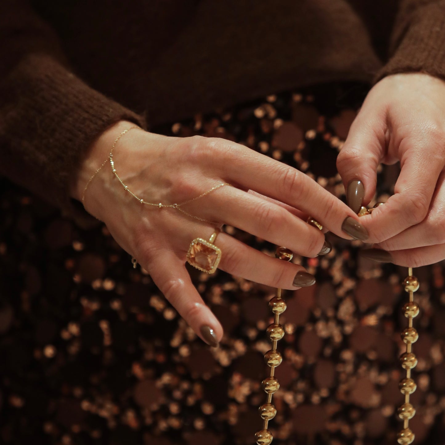 Dots Chain Ring Bracelet