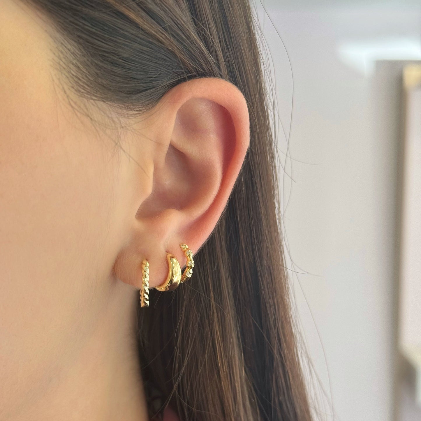 Tiny Crumpled Hoop Earrings