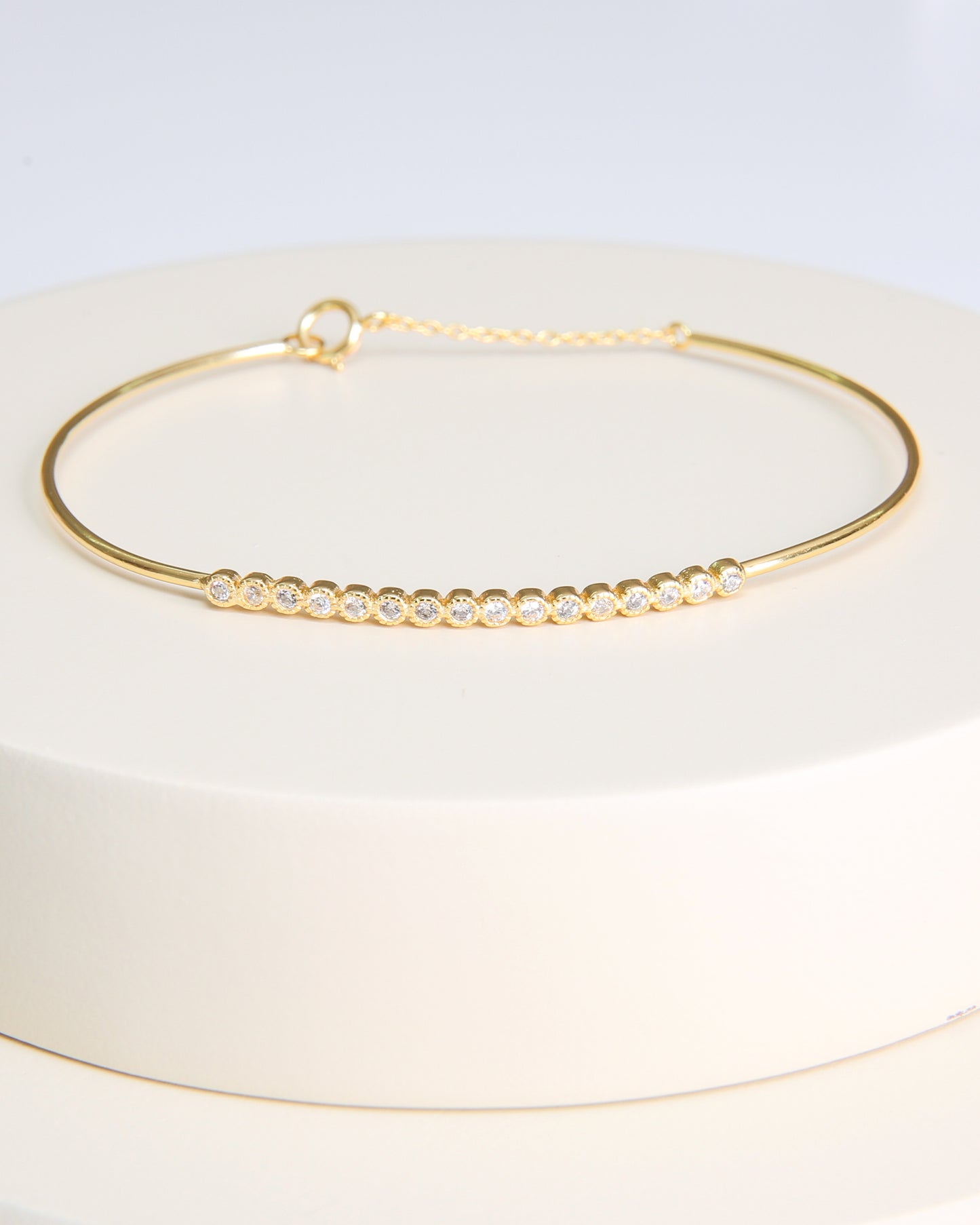 Half Zircons Bangle Bracelet