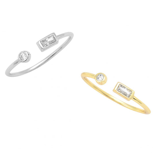 Open Square Zircons Ring