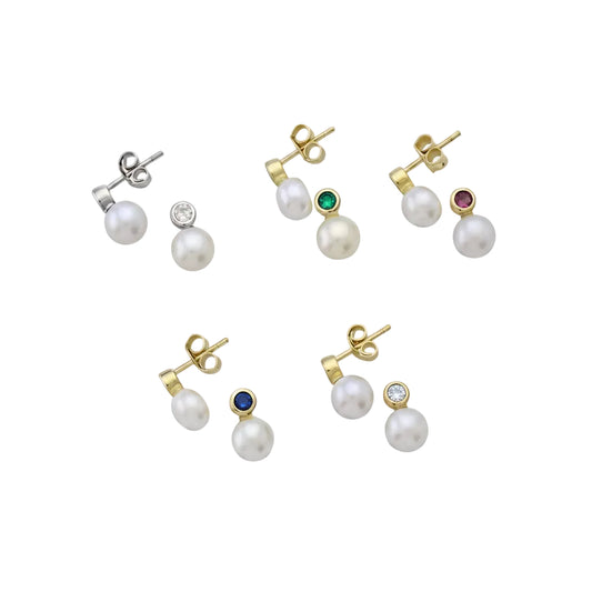 Double Studs Stone Earrings