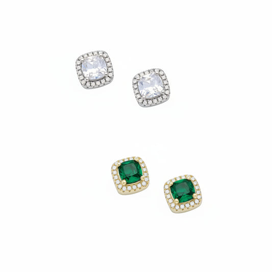 Square Solitaire Studs Earrings