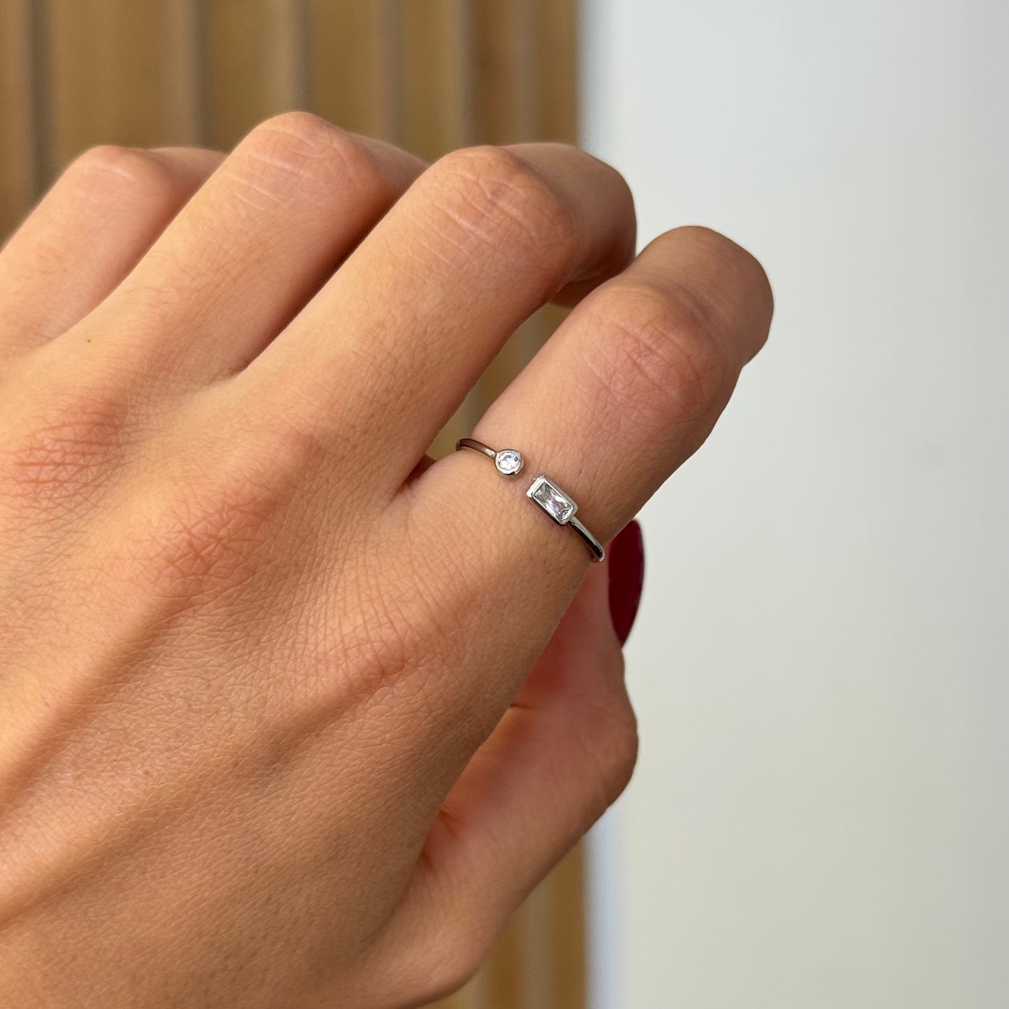 Open Square Zircons Ring