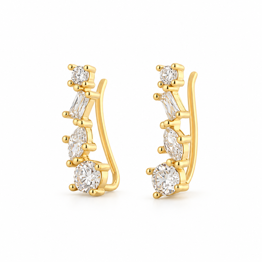 Mixed Cut Climber Earrings
