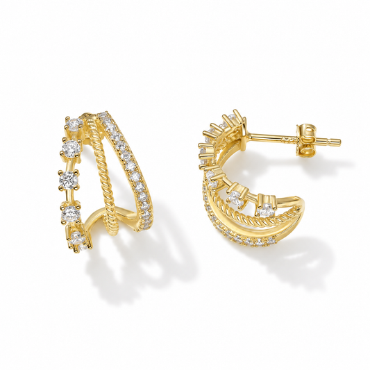 Triple Radiance Hoops Earrings