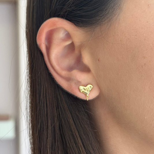 Liquid" Heart Studs Earrings