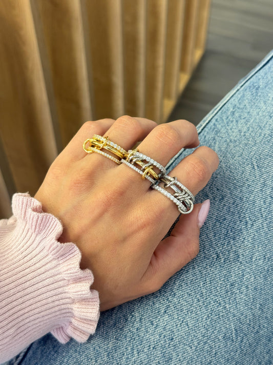 Silver Two-Tone Stack Ring