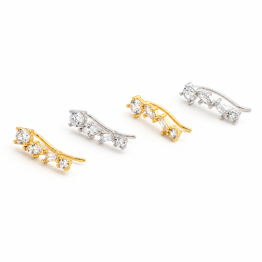Mixed Cut Climber Earrings