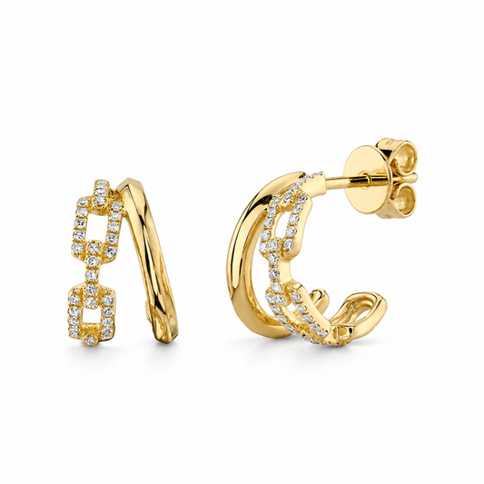 Pavé Link Hoops Earrings