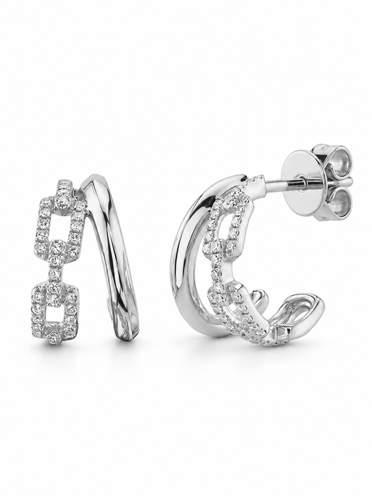 Pavé Link Hoops Earrings
