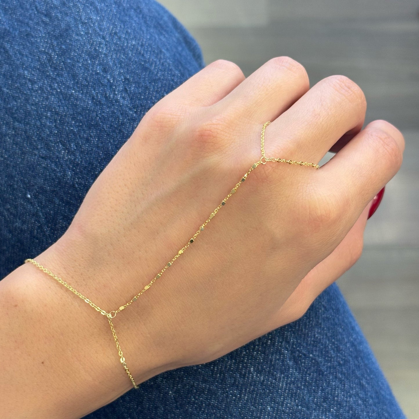 Square Chain Ring Bracelet