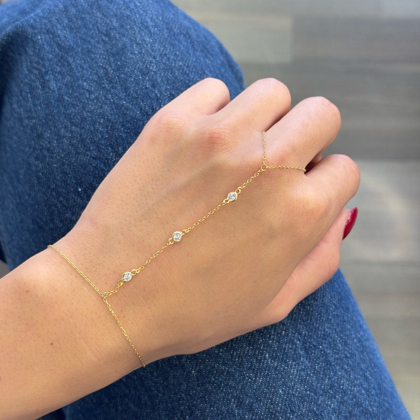 3 Spaced Out Zircons Ring Bracelet