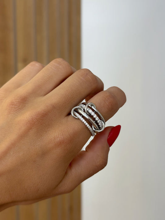 Four Silver Stack Ring