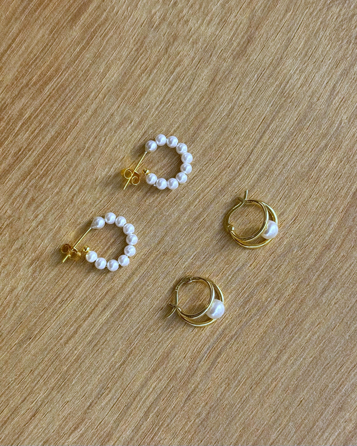Tiny Pearl Hoops