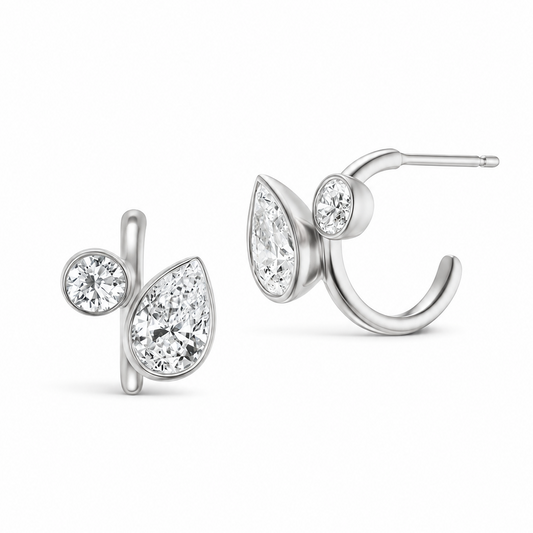 Round & Pear Hoops Earrings