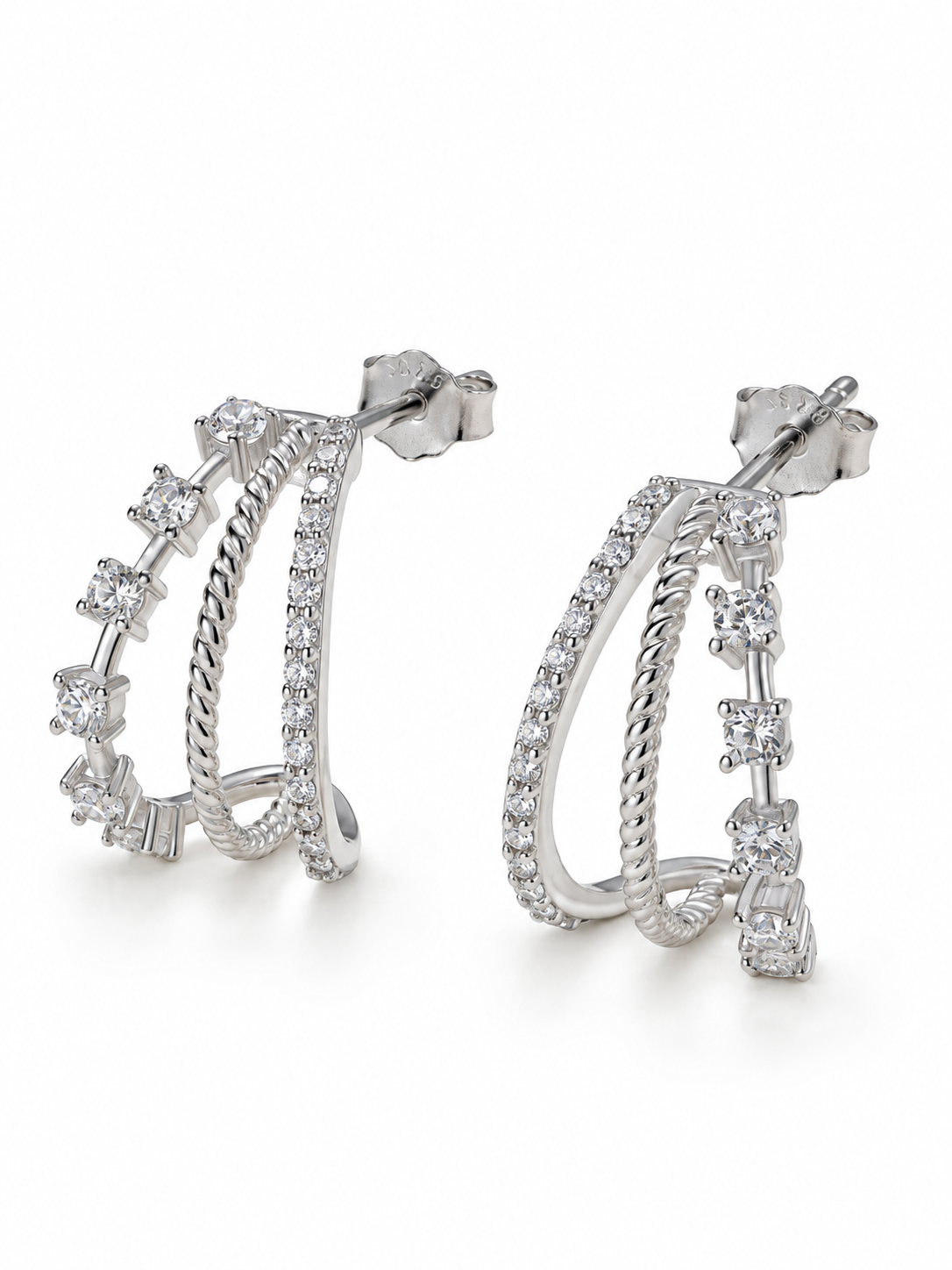 Triple Radiance Hoops Earrings