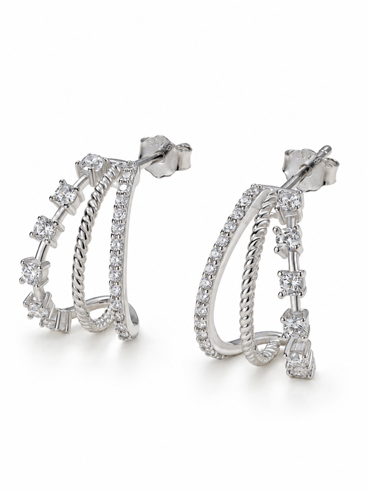 Triple Radiance Hoops Earrings