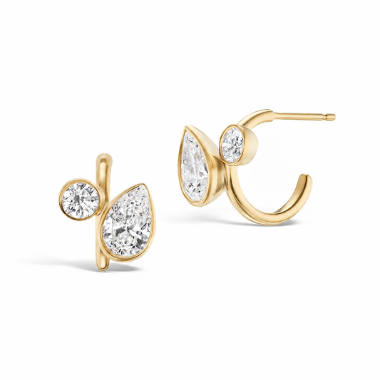 Round & Pear Hoops Earrings