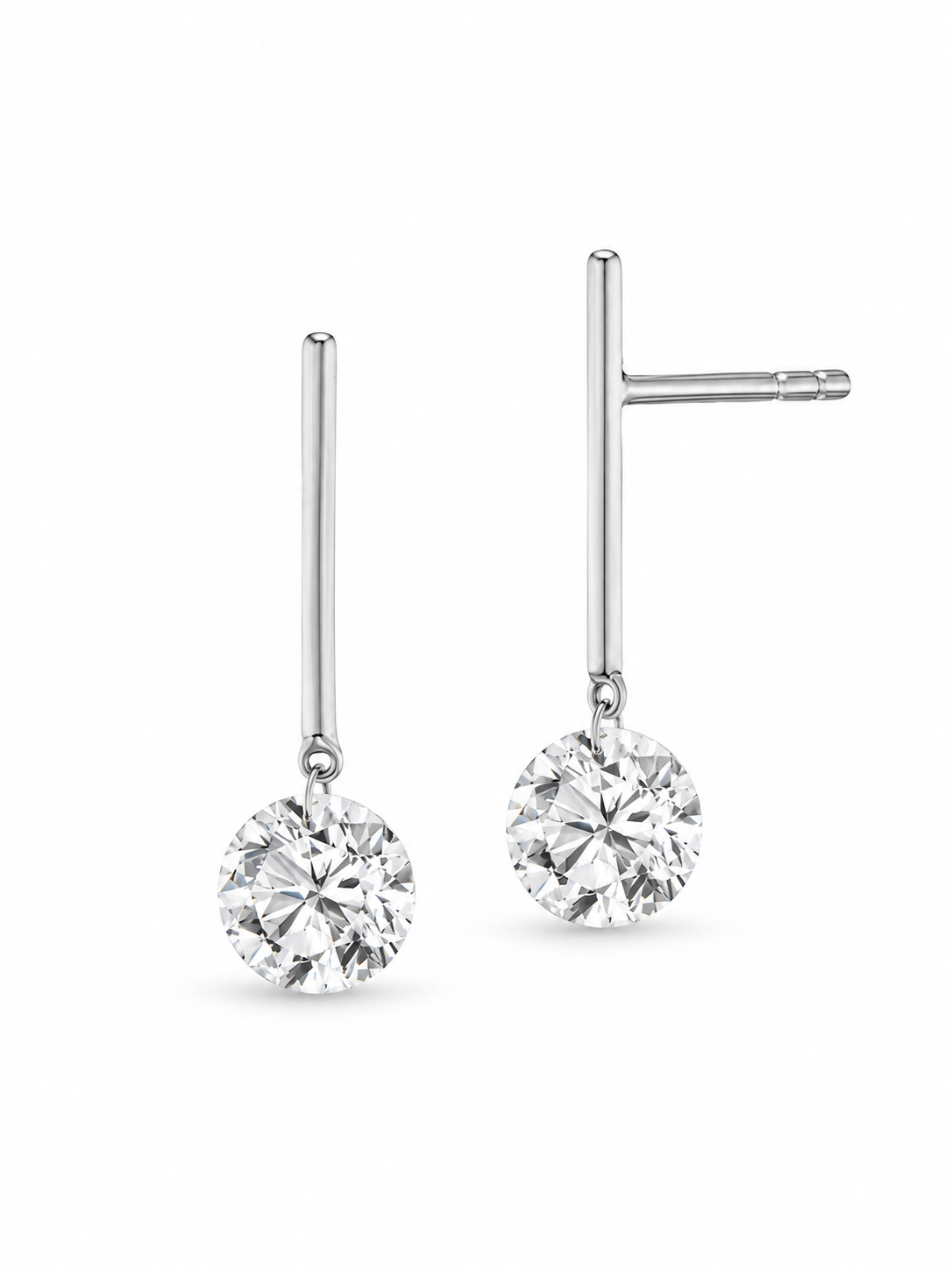 Solitaire Bar Drop Earrings