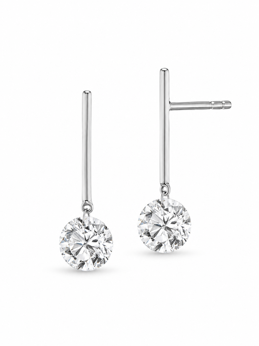 Solitaire Bar Drop Earrings
