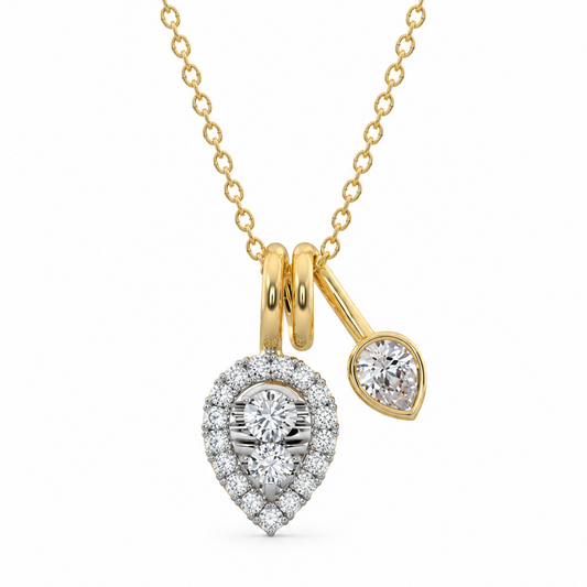 Pear Duo Halo Necklace