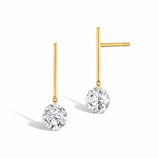 Solitaire Bar Drop Earrings