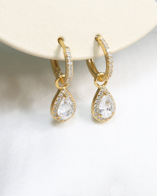 Pear Zircon Hoops Earrings