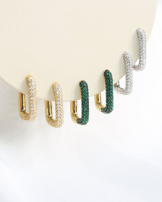 Bold Rectangular Zircons Hoops