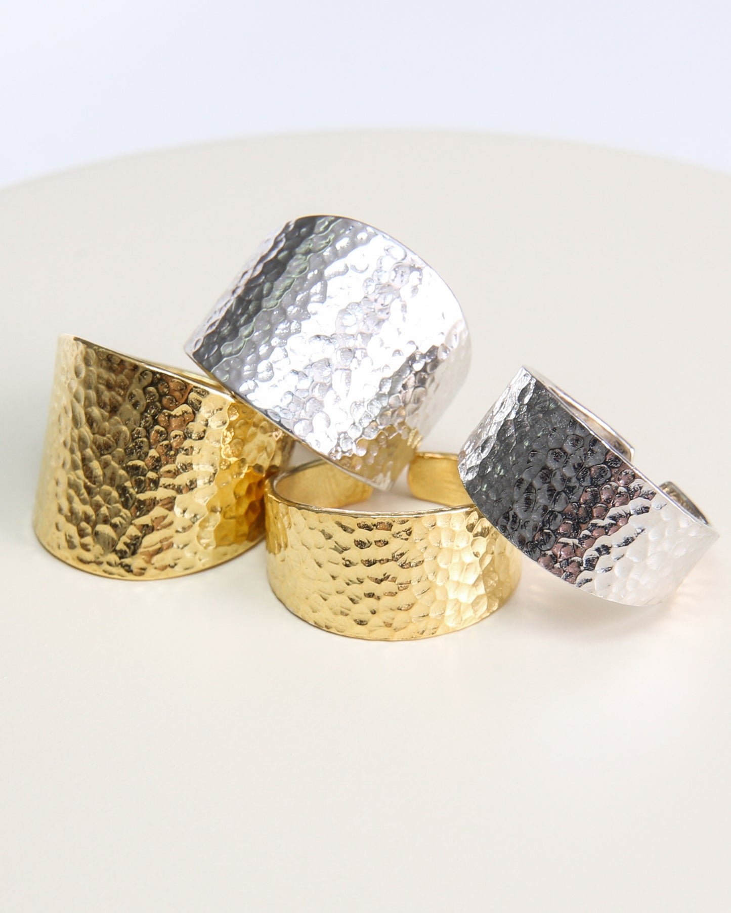 Hammered Chevalier Rings