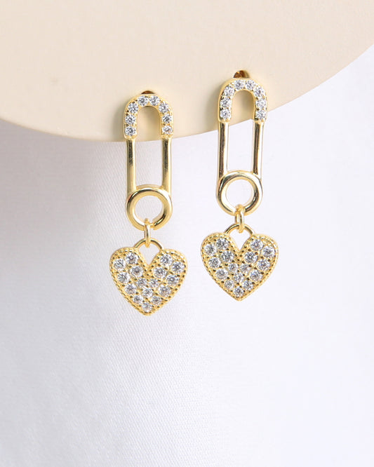 Heart Paperclip Studs Earrings